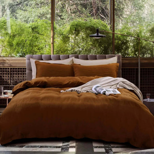 Ensemble de housse de couette en 100% lin français ( Noix de Pacanes ) - Housse de couette Daniadown - $384.99! Literie-Déco et moi 