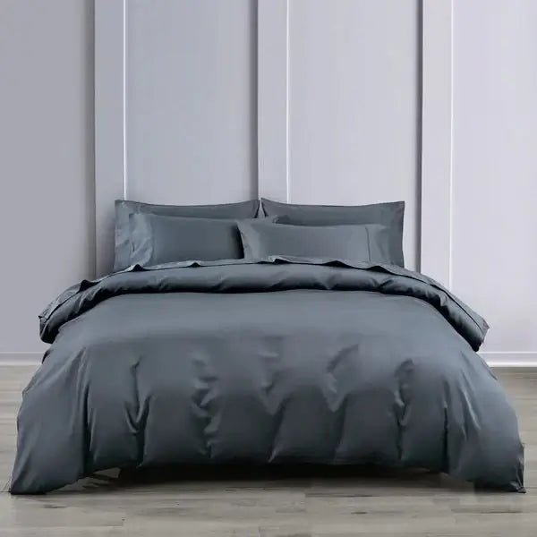 Ensemble de housse de couette en coton PIMA ( 400 fils )- BLEU ACIER - Housse de couette Daniadown - Literie-Déco et moi 