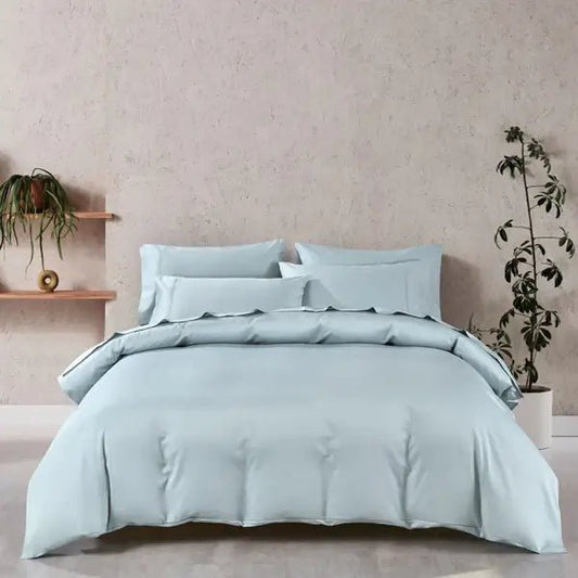 Ensemble de housse de couette en coton PIMA ( 400 fils )- Bleu Arctique Housse de couette  ,disponible chez Literie-Déco et moi 