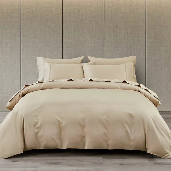 Ensemble de housse de couette en coton PIMA ( 400 fils ) - FAUVE - Literie - Déco et moi