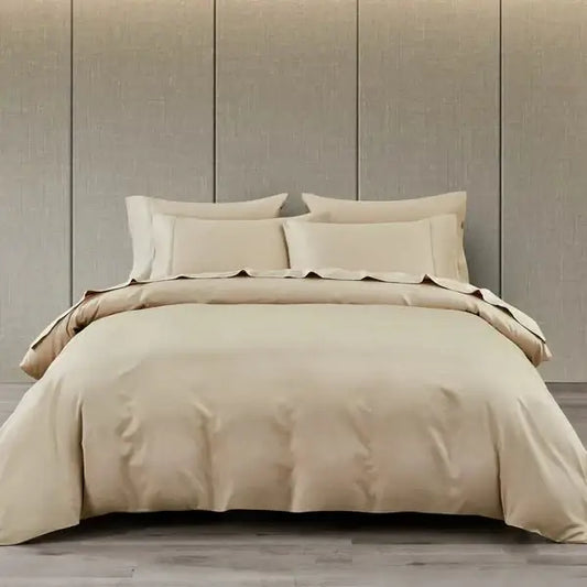 Ensemble de housse de couette en coton PIMA ( 400 fils ) - FAUVE - Literie - Déco et moi