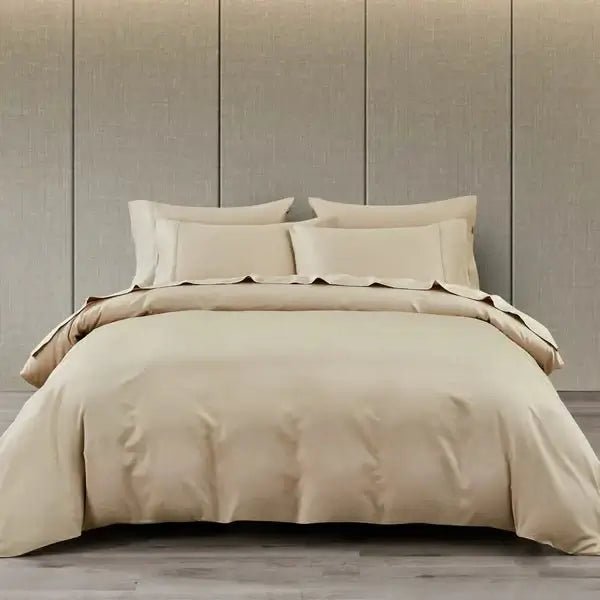 Ensemble de housse de couette en coton PIMA ( 400 fils )- FAUVE - Housse de couette Daniadown - Literie-Déco et moi 