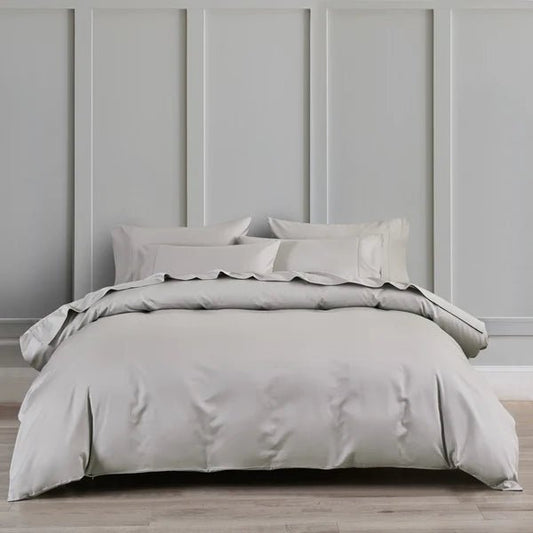 Ensemble de housse de couette en coton PIMA ( 400 fils )- Gris argent Housse de couette  ,disponible chez Literie-Déco et moi 