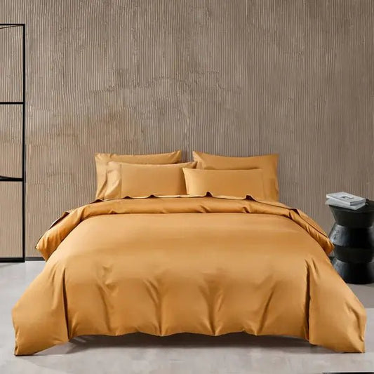 Ensemble de housse de couette en coton PIMA ( 400 fils )- Jaune or Housse de couette  ,disponible chez Literie-Déco et moi 