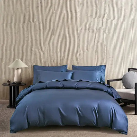 Ensemble de housse de couette en coton PIMA ( 400 fils )- Marine Housse de couette  ,disponible chez Literie-Déco et moi 