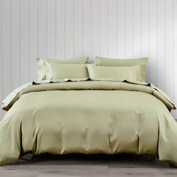 Ensemble de housse de couette en coton PIMA ( 400 fils ) - PISTACHE - Literie - Déco et moi