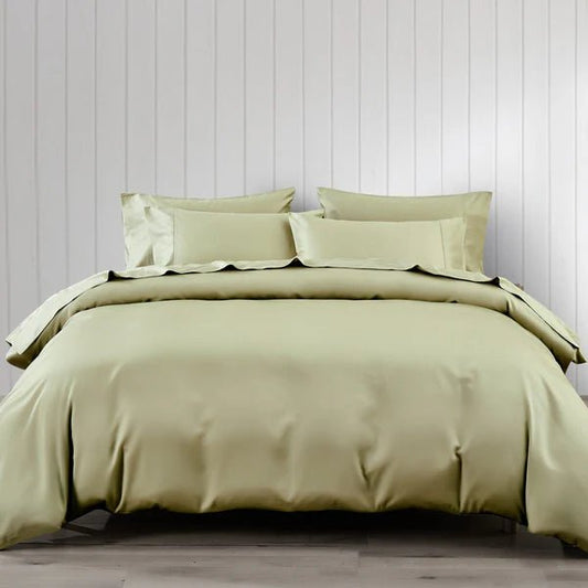 Ensemble de housse de couette en coton PIMA ( 400 fils ) - PISTACHE - Literie - Déco et moi