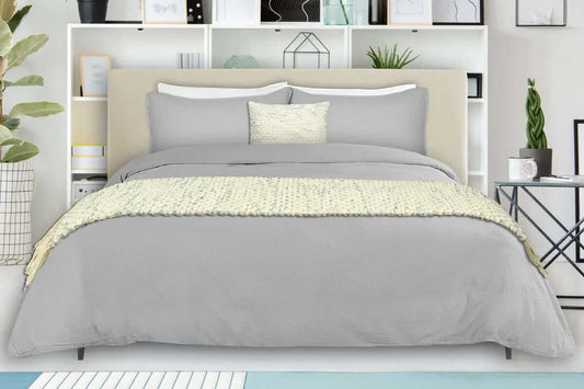 Ensemble de housse de couette en lin MORGAN ( gris ) - Literie - Déco et moi