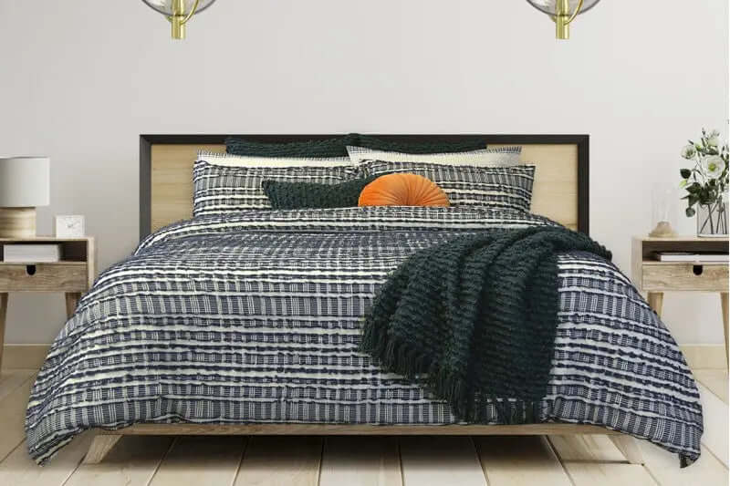 Ensemble de housse de couette GORMAN ( Marine et ivoire ) - Literie - Déco et moi