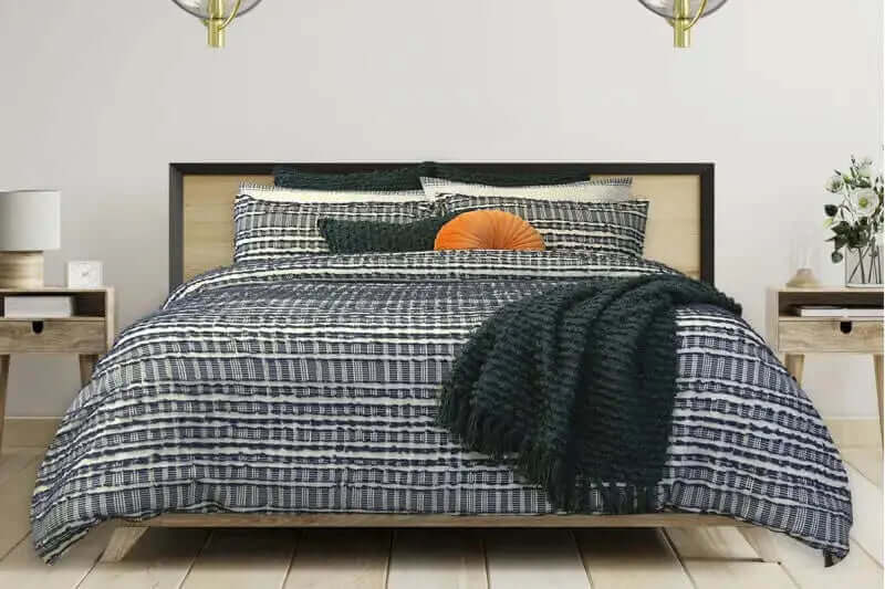  Ensemble de housse de couette GORMAN ( Marine et ivoire ) de rjs trading – PRODUIT  de qualité chez Literie & Déco et Moi