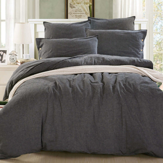 Ensemble de housse de couette GREY CHAMBRAY Housse de couette  ,disponible chez Literie-Déco et moi 