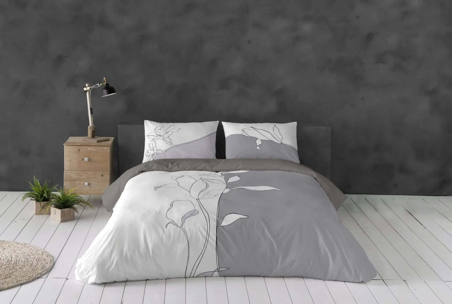 Ensemble de housse de couette LASNI BLANCO - Housse de couette gouchee - Literie-Déco et moi 