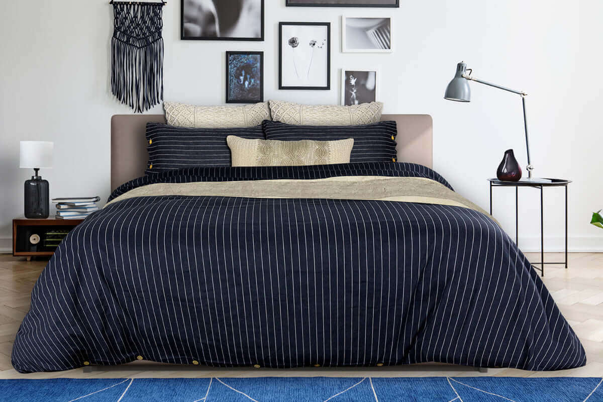 Ensemble de housse de couette NORRIS ( GRIS ANTHRACITE ) - Housse de couette rjs trading - Literie-Déco et moi 