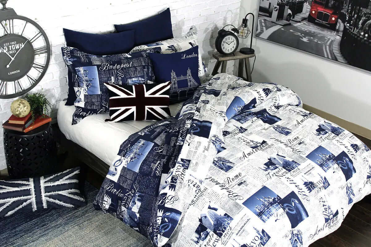 Ensemble de housse de couette PASSEPORT BLEUE ( RÉVERSIBLE ) - Housse de couette rjs trading - Literie-Déco et moi 