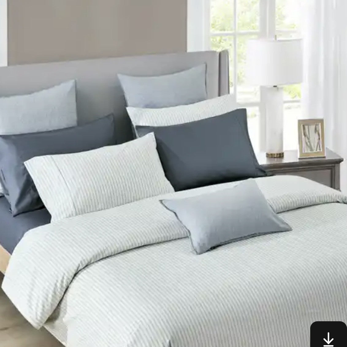 Ensemble de housse de couette VALE  ( Rayé bleu et crème ) - Housse de couette Daniadown - Literie-Déco et moi 