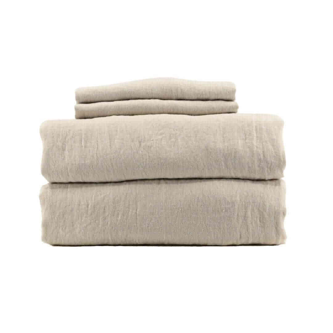Ensemble draps en LIN Draps  ,disponible chez Literie-Déco et moi 