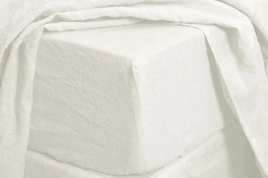 Ensemble draps en lin et coton FREEPORT ( blanc )  ( 55% lin-45% coton) - Draps rjs trading - Literie-Déco et moi 