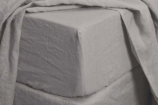 Ensemble draps en lin et coton FREEPORT ( gris pierre )  ( 55% lin-45% coton) - Draps rjs trading - Literie-Déco et moi 