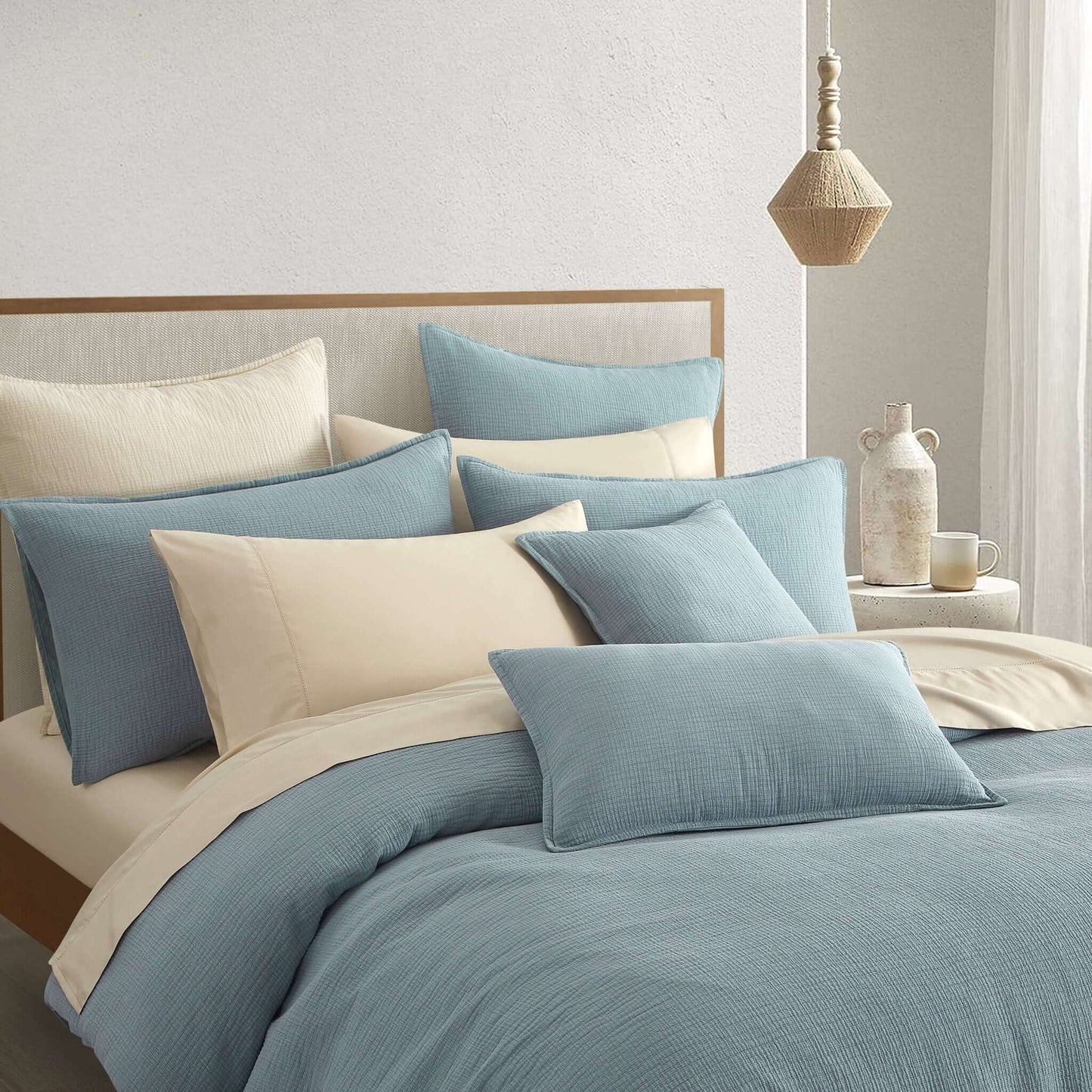 Ensemble housse de couette  CHAUCER ( Danube bleu ) - Couvre-lit Daniadown - Literie-Déco et moi 