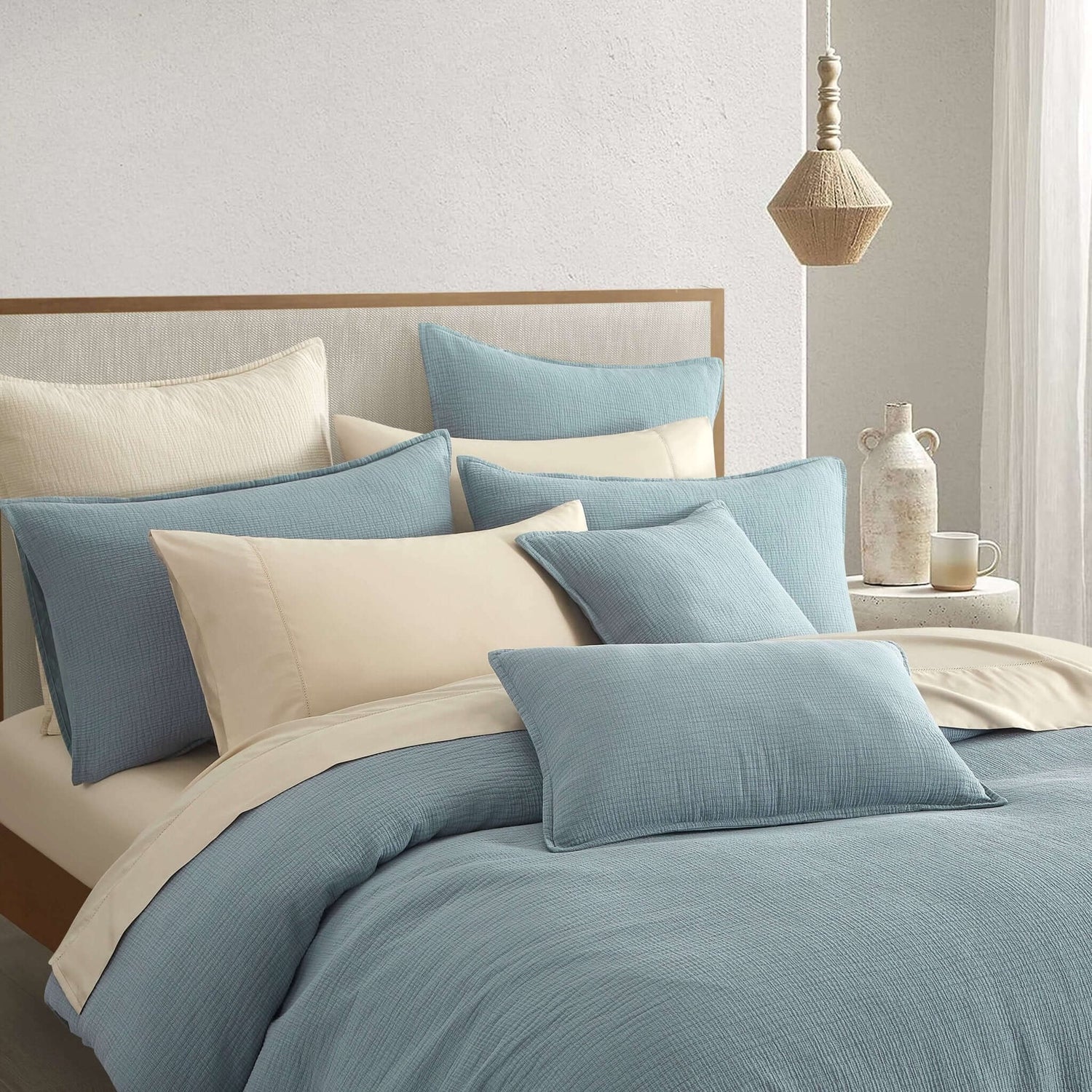 Ensemble housse de couette  CHAUCER ( Danube bleu ) - Couvre-lit Daniadown - Literie-Déco et moi 