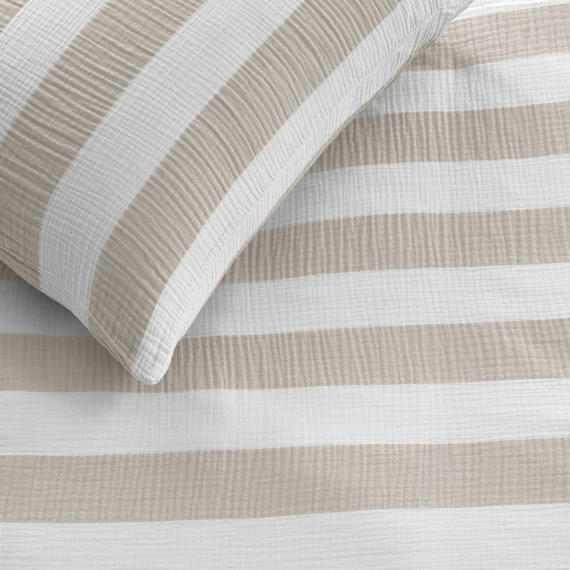 Ensemble housse de couette rayée naturel STRIPE- Par Brunelli - Housse de couette Brunelli - Literie-Déco et moi 