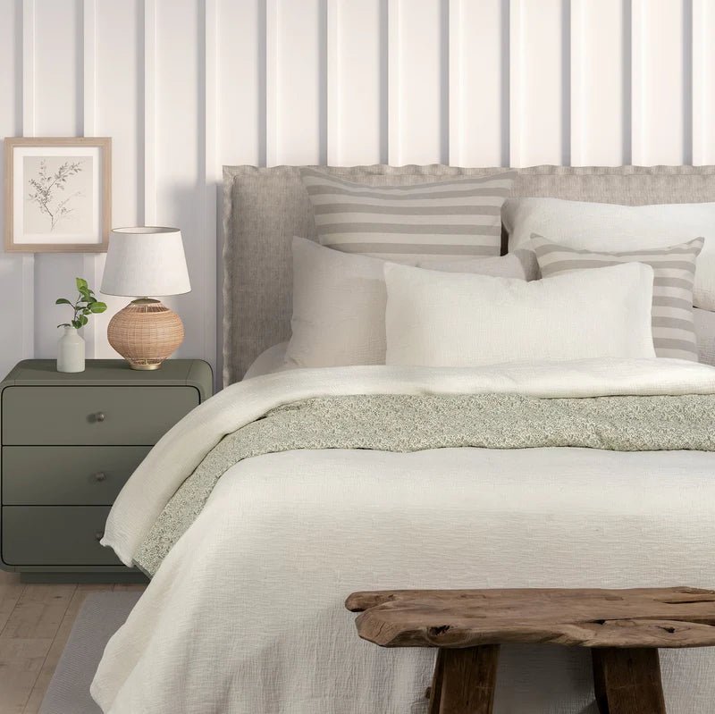 Ensemble housse de couette unie crème LIONEL- Par Brunelli - Housse de couette Brunelli - Literie-Déco et moi 