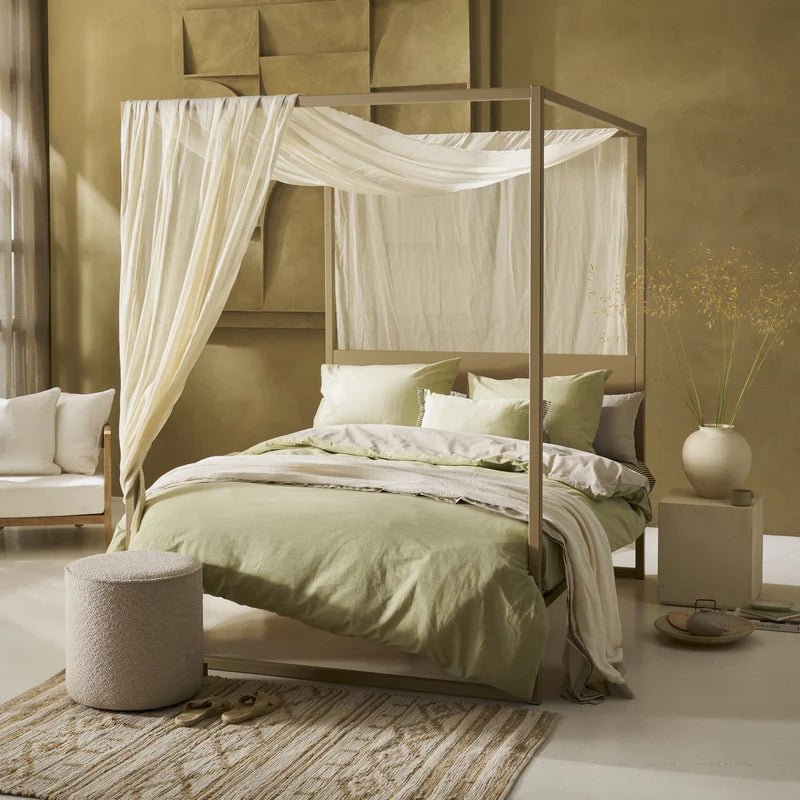 Ensemble housse de couette unie verte Nita- Par Brunelli - Housse de couette Brunelli - Literie-Déco et moi 