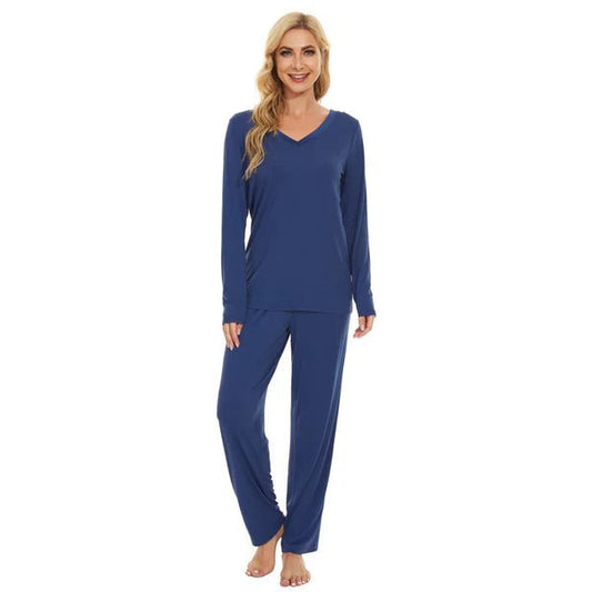 Ensemble pyjama a manches longues en bambou ( Bleu francais ) Chemise de nuit  ,disponible chez Literie-Déco et moi 