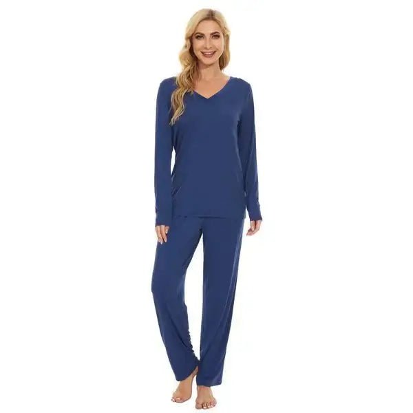 Ensemble pyjama a manches longues en bambou ( Bleu francais ) - Chemise de nuit Daniadown - Literie-Déco et moi 