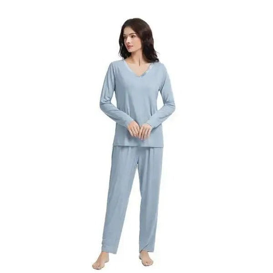 Ensemble pyjama a manches longues en bambou ( Céleste ) - Chemise de nuit Daniadown - $99.99! Literie-Déco et moi 