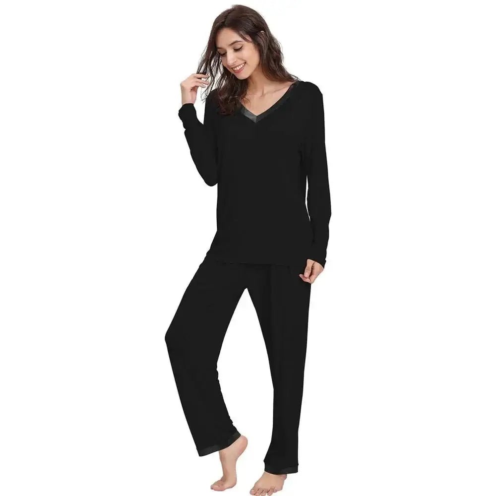 Ensemble pyjama a manches longues en bambou ( Noir ) - Chemise de nuit Daniadown - Literie-Déco et moi 