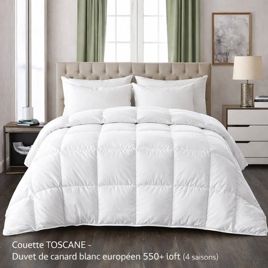 ( Fait au Canada )- Couette TOSCANE -Duvet de canard blanc européen 550+Loft ( 4 saisons ) Collection Literie & Déco et moi de LITERIE & DÉCO ET MOI – PRODUIT de qualité chez Literie & Déco et Moi