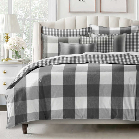 FAIT AU CANADA- Ensemble 3 pièces - WALKER BUFFALO (Gris) - Par Colcha Linens - Douillette, Couvre-lit, Housse de couette Colcha Linens - Literie-Déco et moi