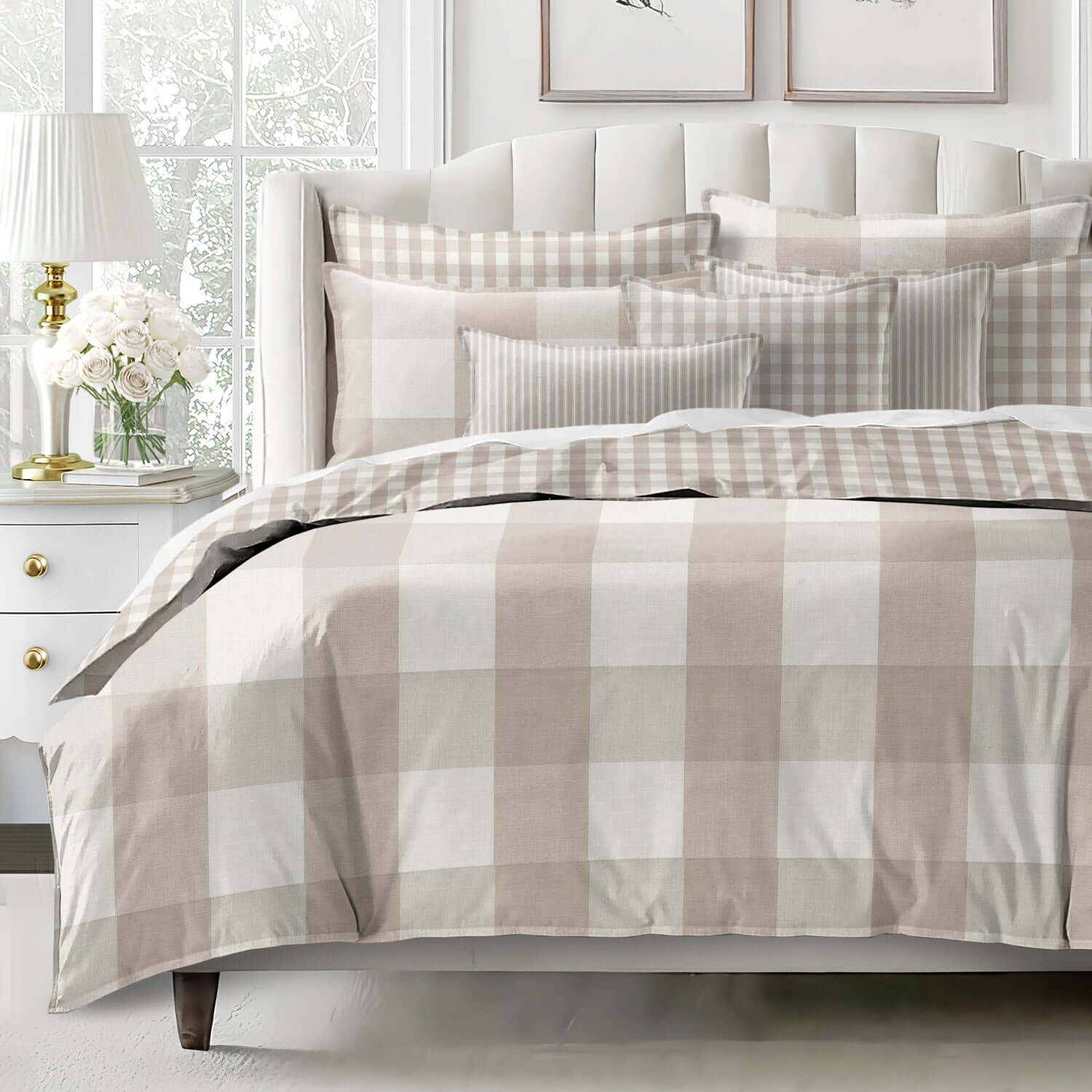 FAIT AU CANADA- Ensemble 3 pièces- WALKER BUFFALO (Naturel) - Par Colcha Linens Douillette, Couvre-lit, Housse de couette  ,disponible chez Literie-Déco et moi 