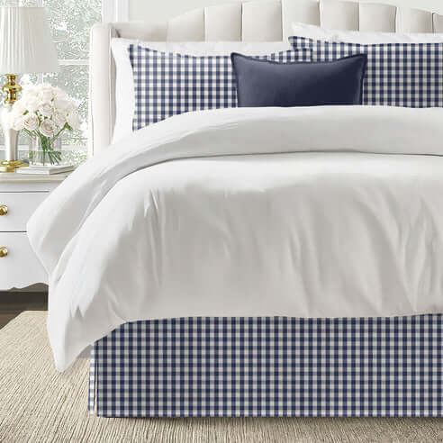 FAIT AU CANADA- Ensemble 3 pièces- WALKER CHECK (Indigo) - Par Colcha Linens Douillette, Couvre-lit, Housse de couette  ,disponible chez Literie-Déco et moi 