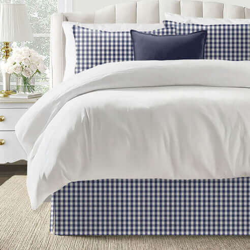 FAIT AU CANADA- Ensemble 3 pièces- WALKER CHECK (Indigo) - Par Colcha Linens - Douillette, Couvre-lit, Housse de couette Colcha Linens - Literie-Déco et moi 