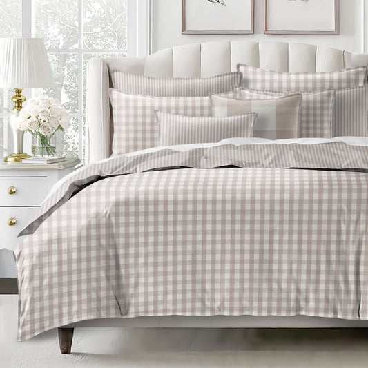 FAIT AU CANADA- Ensemble 3 pièces- WALKER CHECK (Naturel) - Par Colcha Linens Douillette, Couvre-lit, Housse de couette  ,disponible chez Literie-Déco et moi 