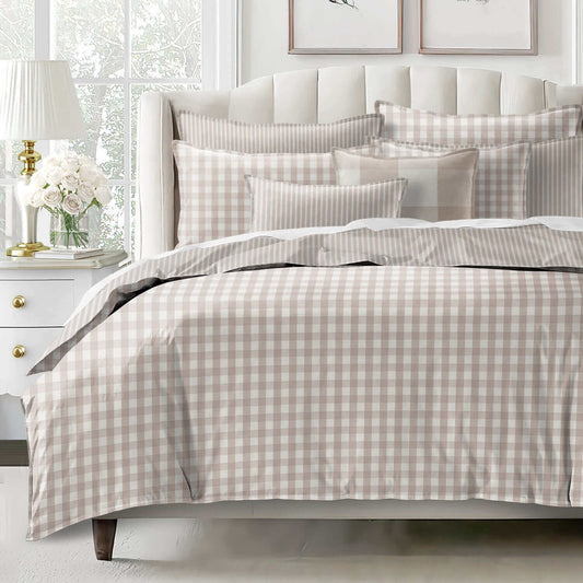 FAIT AU CANADA - Ensemble 3 pièces - WALKER CHECK (Naturel) - Par Colcha Linens - Literie - Déco et moi