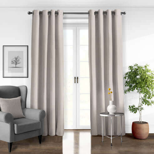 FAIT AU CANADA- Ensemble 3 pièces- WALKER RAYÉ ( Naturel) - Par Colcha Linens - Douillette, Couvre-lit, Housse de couette Colcha Linens - Literie-Déco et moi 