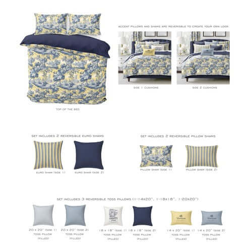 FAIT AU CANADA- Ensemble 8 pièces- GIVERNY TOILE - Par Cocha Linens - Douillette, Couvre-lit, Housse de couette Colcha Linens - Literie-Déco et moi 