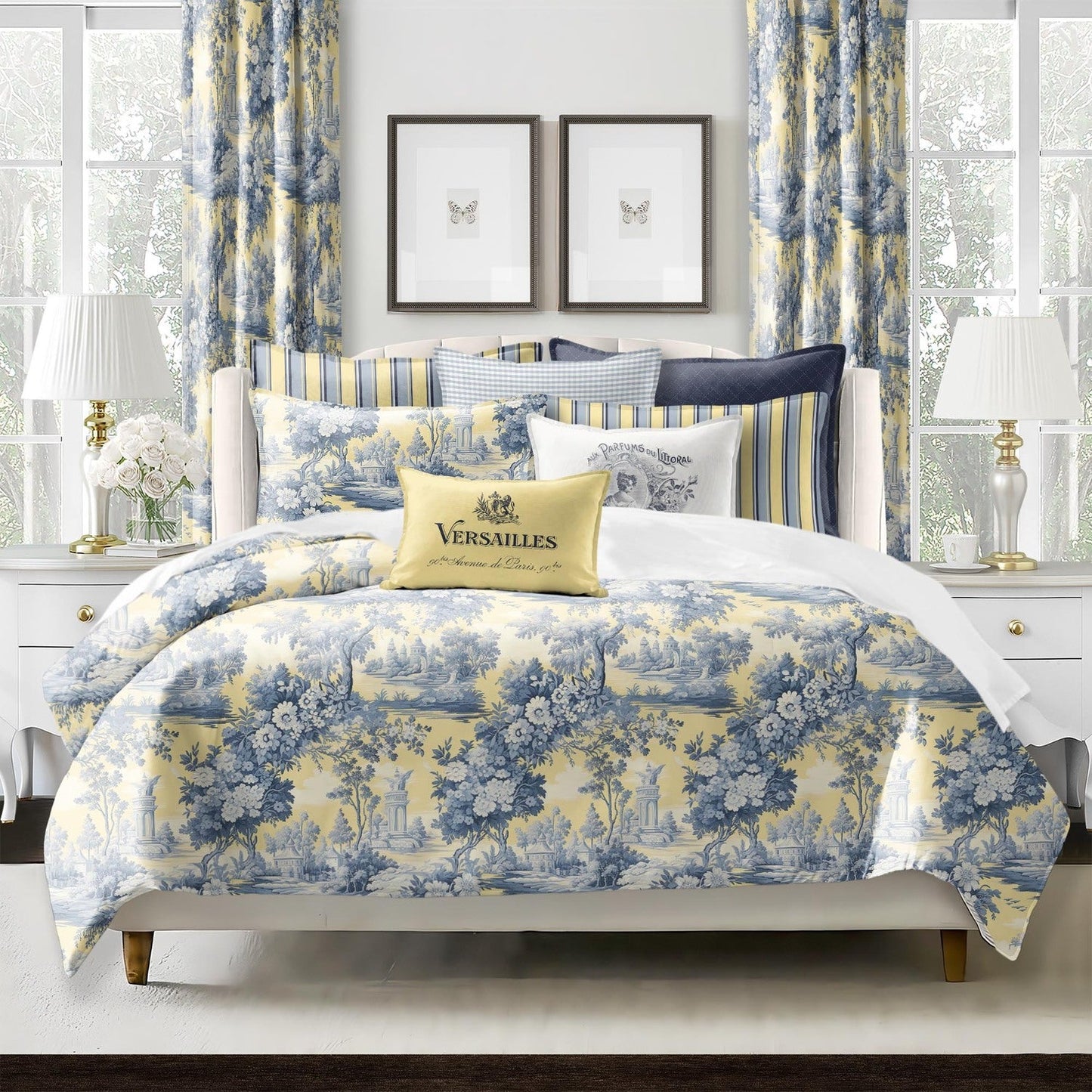 FAIT AU CANADA- Ensemble 8 pièces- GIVERNY TOILE - Par Cocha Linens - Douillette, Couvre-lit, Housse de couette Colcha Linens - Literie-Déco et moi 