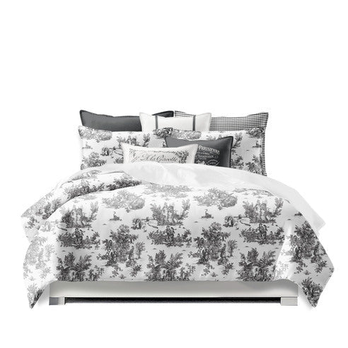 FAIT AU CANADA- Ensemble 8 pièces-JARDIN DU JOUY (Ébène ) - Par Cocha Linens - Douillette, Couvre-lit, Housse de couette Colcha Linens - $759.99! Literie-Déco et moi 
