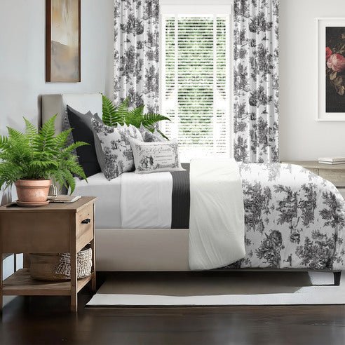 (FAIT AU CANADA)-JARDIN DU JOUY ( Ébène )-Par Colcha Linens - Douillette Colcha Linens - Literie-Déco et moi 