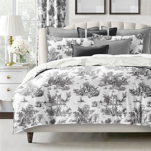 (FAIT AU CANADA)-JARDIN DU JOUY ( Ébène )-Par Colcha Linens - Douillette Colcha Linens - Literie-Déco et moi 