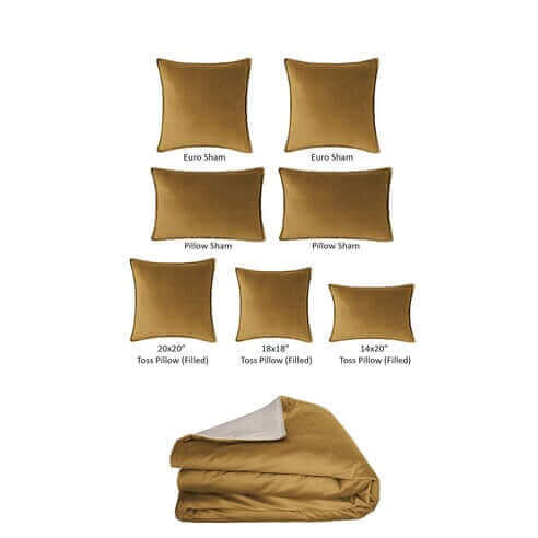 FAIT AU CANADA- Ensemble 8 pièces- VELOURS CASCADE( Curry ) - Par Colcha Linens - Douillette, Couvre-lit, Housse de couette Colcha Linens - $679.99! Literie-Déco et moi 