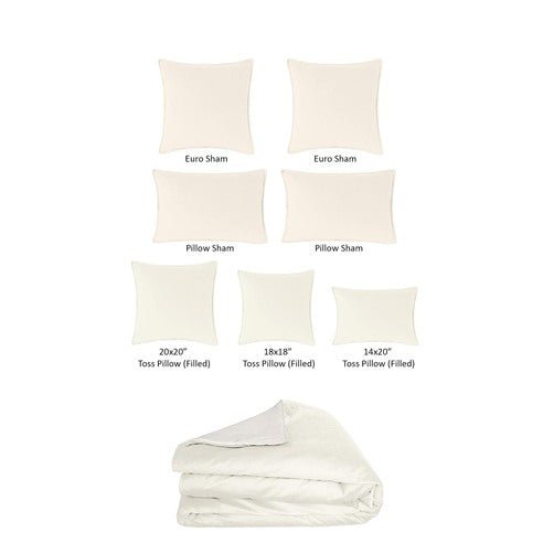 FAIT AU CANADA- Ensemble 8 pièces- VELOURS CASCADE( Ivoire) - Par Colcha Linens - Douillette, Couvre-lit, Housse de couette Colcha Linens - $679.99! Literie-Déco et moi 