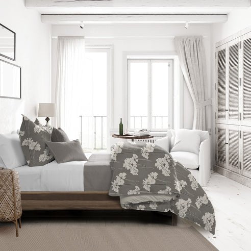 FAIT AU CANADA- Ensemble housse de couette FLOWER SCENT (Mocha) - Par Colcha Linens - Housse de couette Colcha Linens - Literie-Déco et moi 