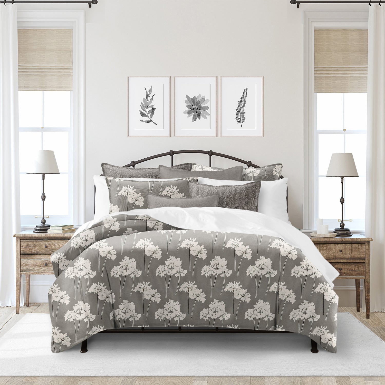 FAIT AU CANADA- Ensemble housse de couette FLOWER SCENT (Mocha) - Par Colcha Linens - Housse de couette Colcha Linens - Literie-Déco et moi 