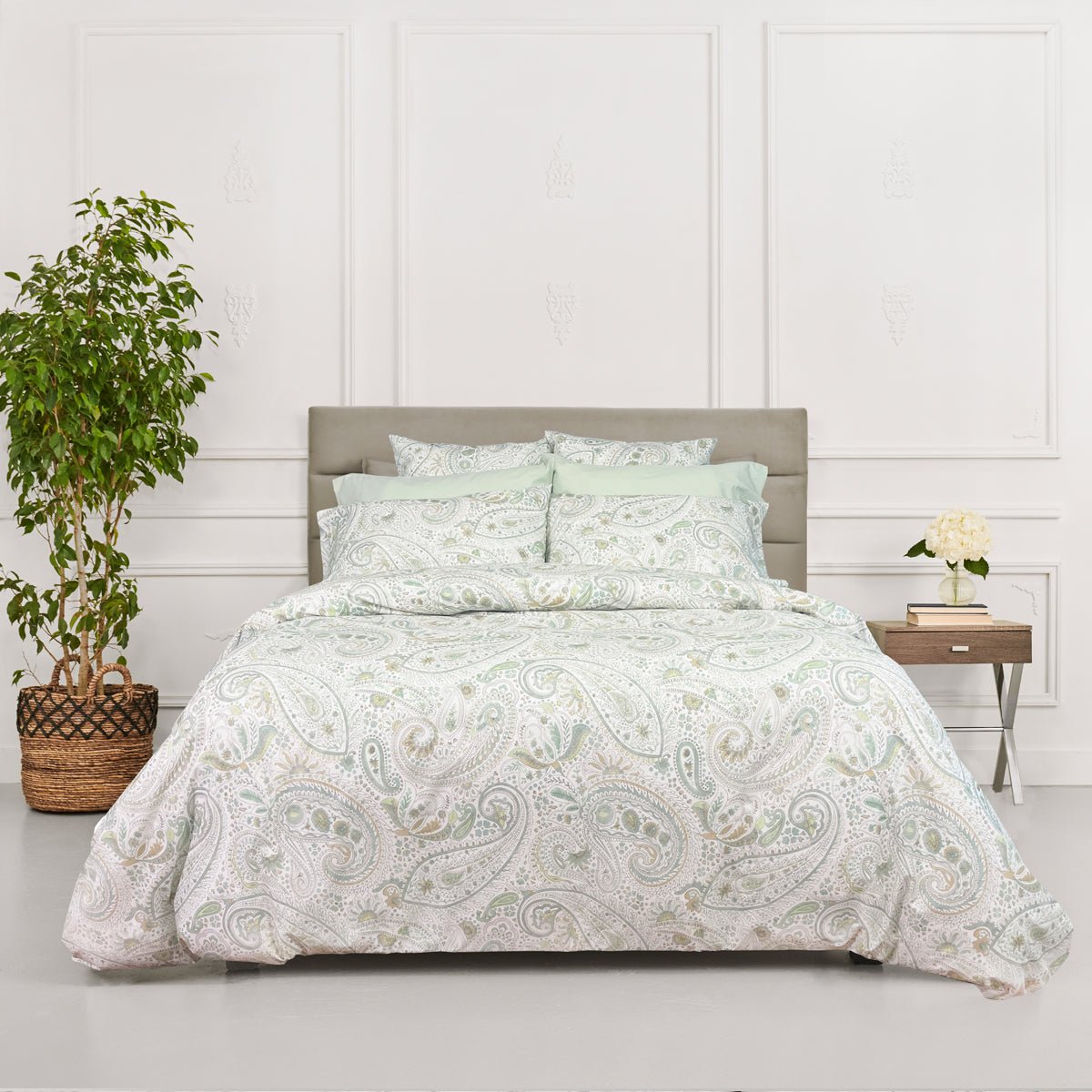( Fait au Canada ) Housse de couette paisley ANNABELLE- ( Vert et bleu )- Par Cuddle Down - Housse de couette Cuddle Down - Literie-Déco et moi 