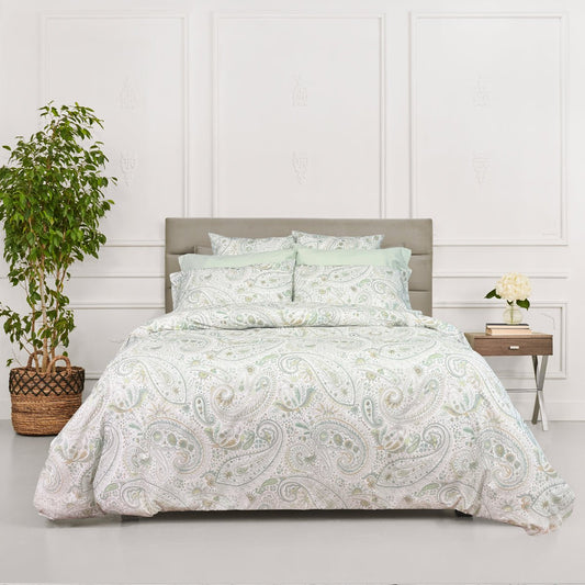 ( Fait au Canada ) Housse de couette paisley ANNABELLE- ( Vert et bleu )- Par Cuddle Down - Housse de couette Cuddle Down - Literie-Déco et moi